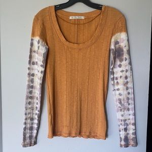 We The Free Long Sleeve Tie Dye Orange Shirt Small